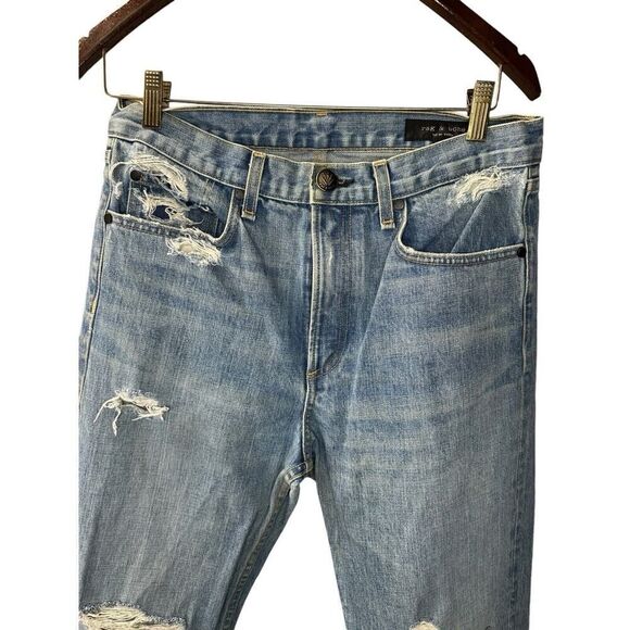 Rag & Bone Revolve Distressed Raw Hem High Rise Straight Shaker Jeans Size 29 - Picture 7 of 15